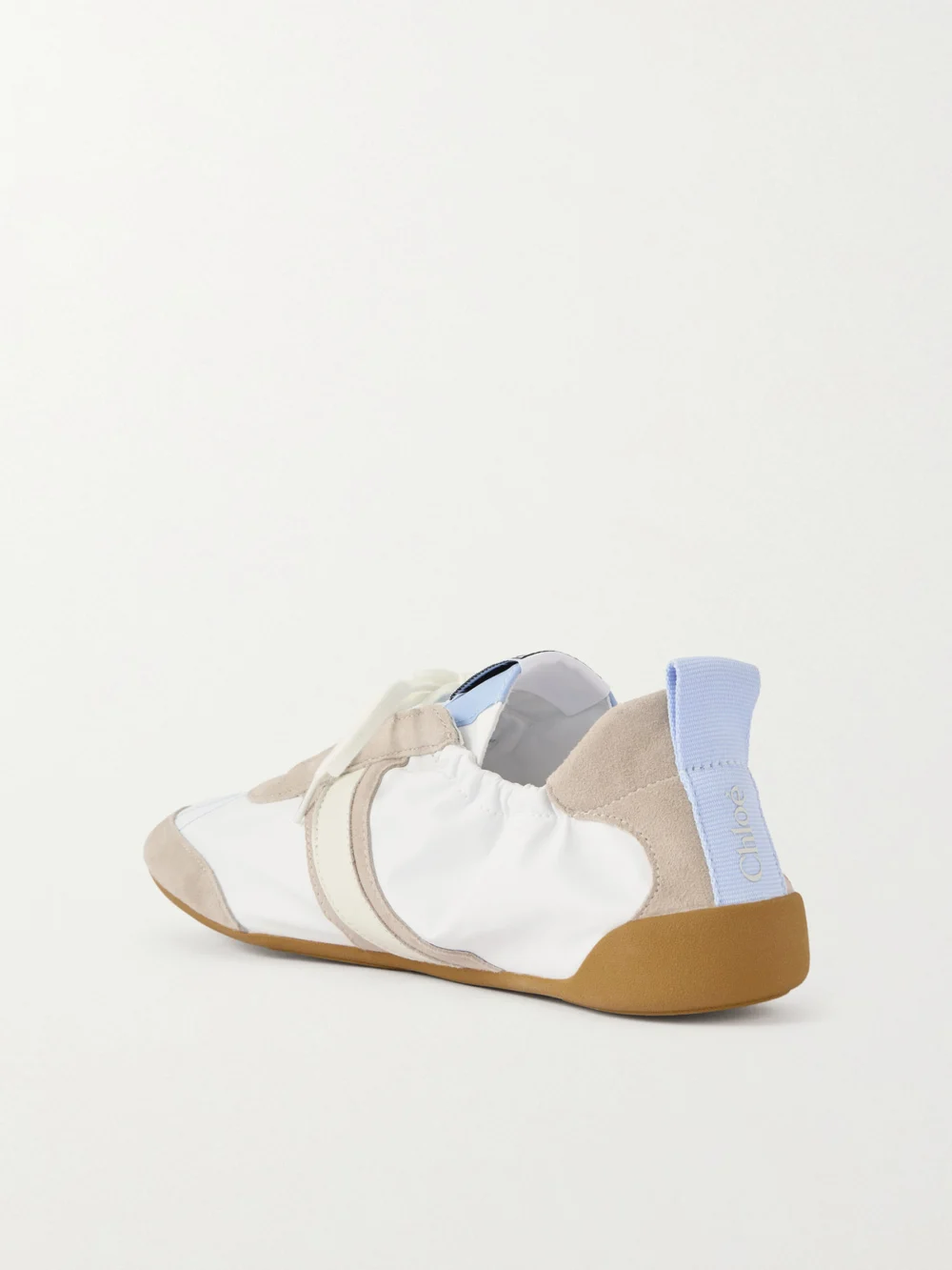 Back view of the Chloé Kick Suede-trimmed Leather Sneakers