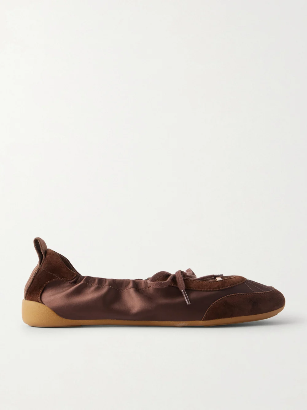 Chloé Kick Suede-trimmed Satin Sneakers in brown