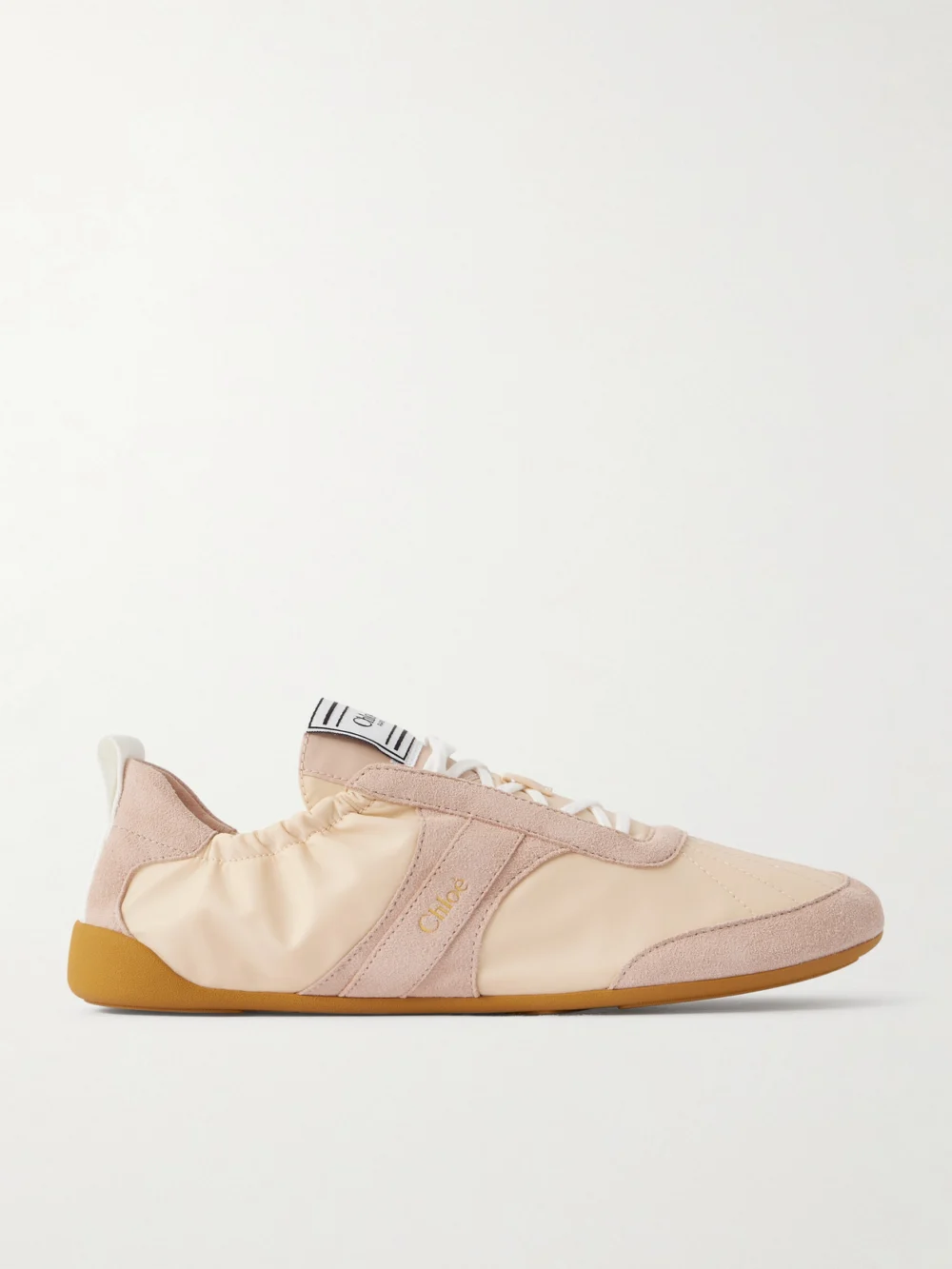 Chloé Kick Suede-trimmed Shell Sneakers in beige