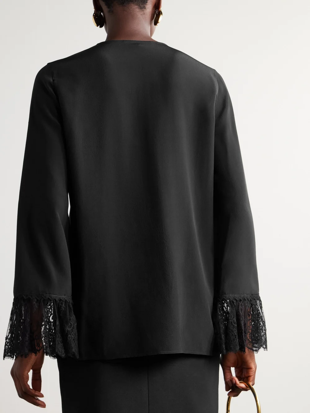 Back view of the Chloé Lace-trimmed Silk Crepe De Chine Shirt
