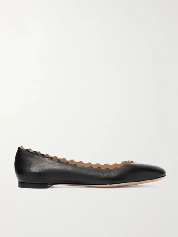 Chloé Lauren Scalloped Leather Ballet Flats