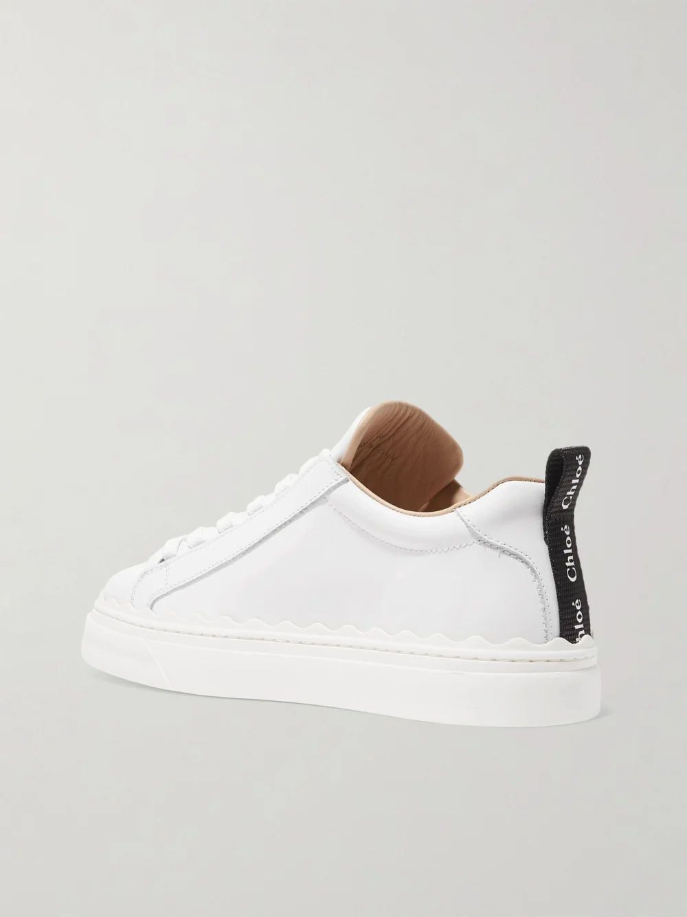 Back view of the Chloé Lauren Scalloped Leather Sneakers