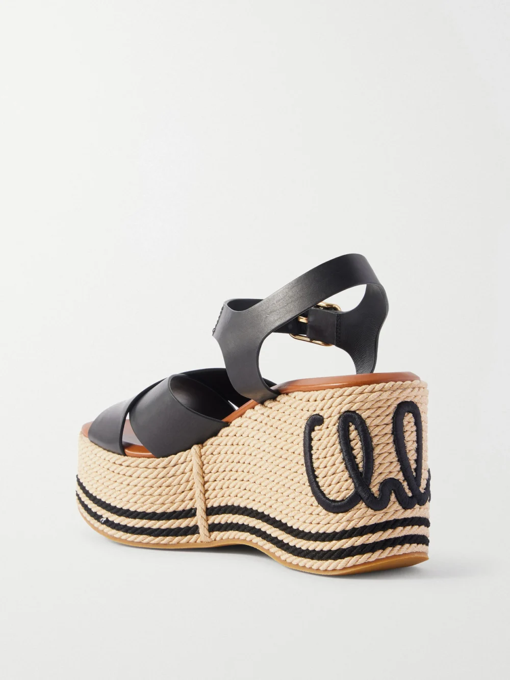 Back view of the Chloé Leather Platform Espadrilles
