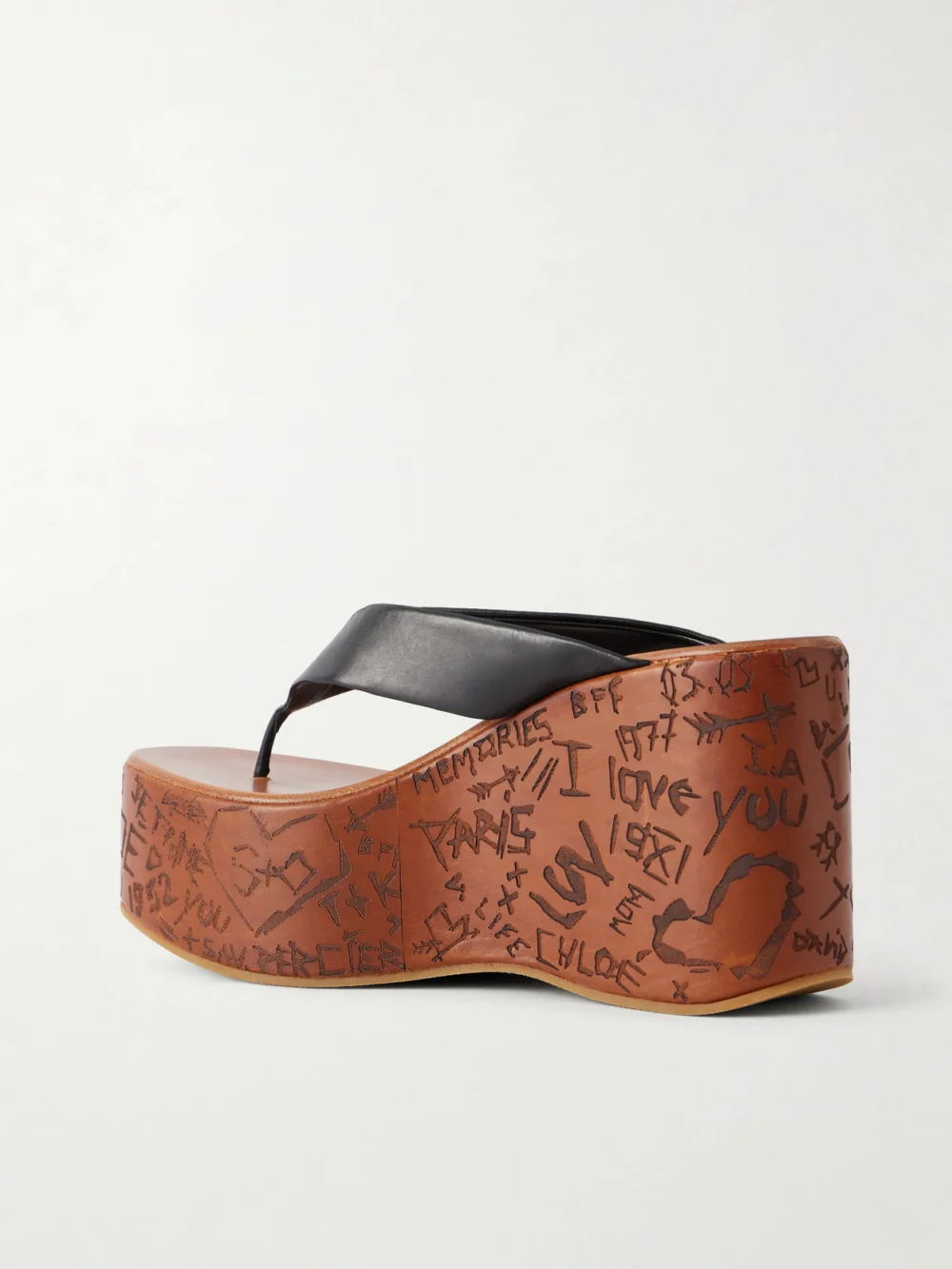 Back view of the Chloé Leather Platform Thong Sandals