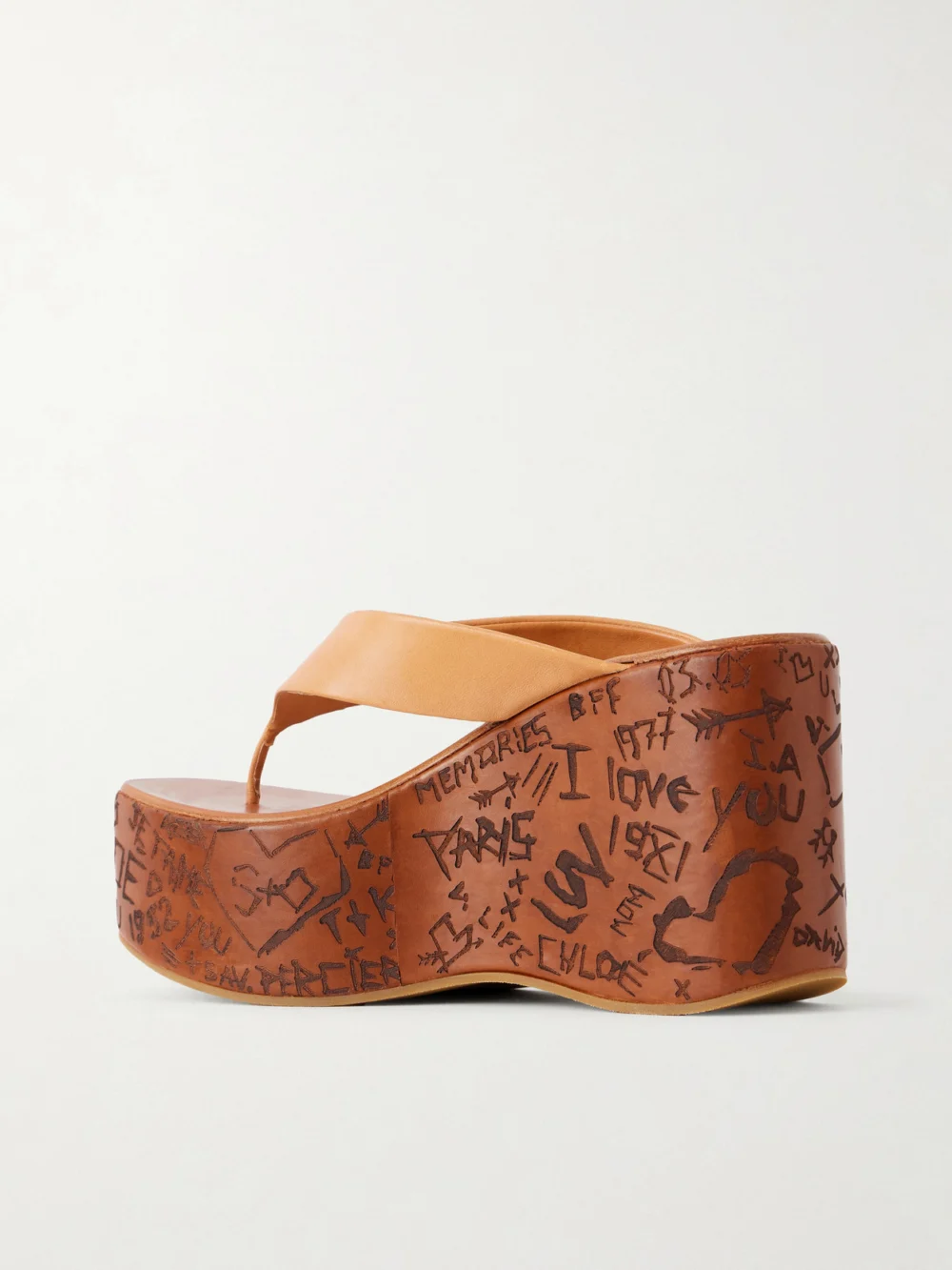 Back view of the Chloé Leather Platform Thong Sandals