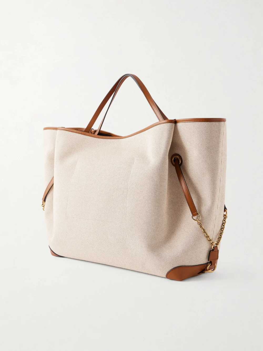 Back view of the Chloé Leather-trimmed Canvas Tote Bag