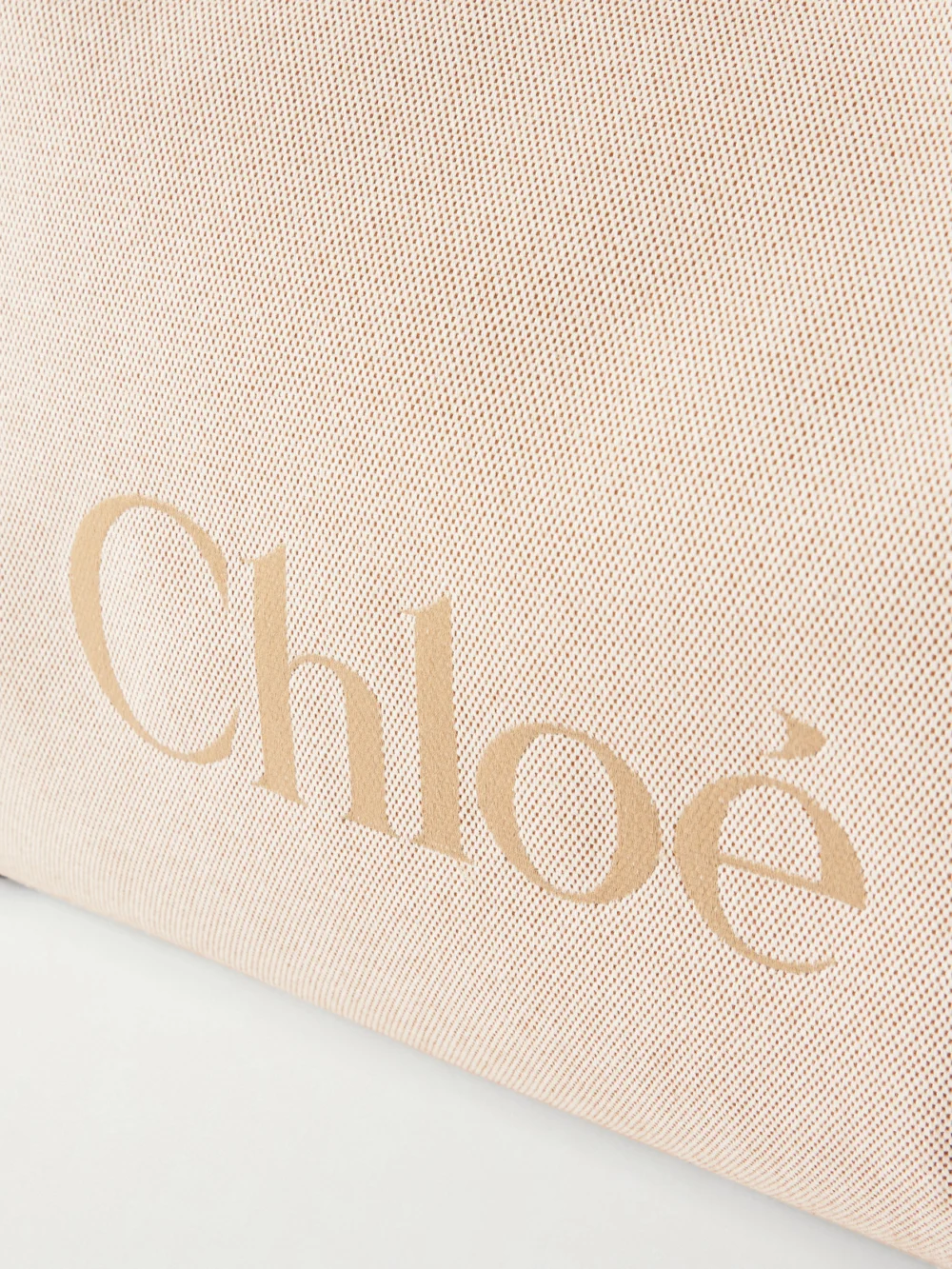 Close-up detail of the Chloé Leather-trimmed Canvas Tote Bag