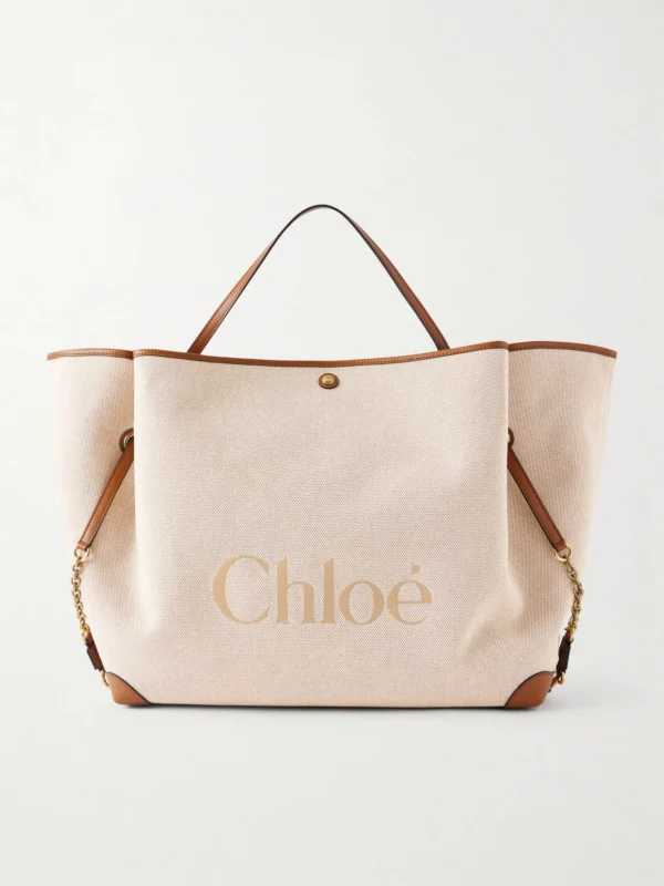 Chloé Leather-trimmed Canvas Tote Bag