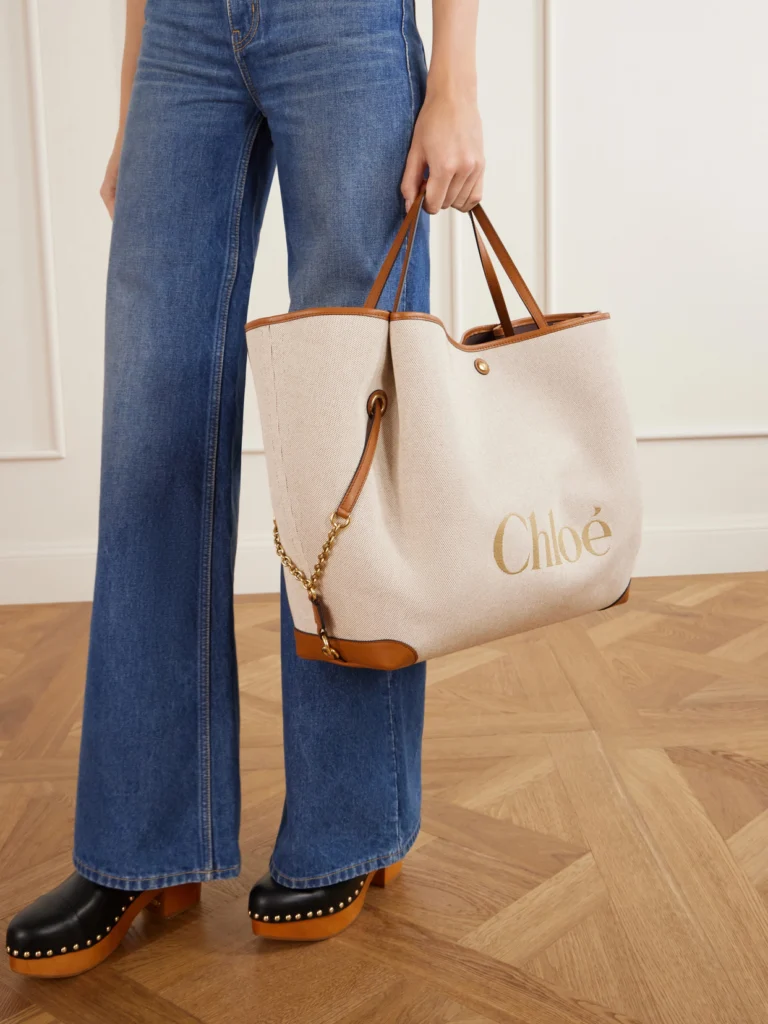 Chloé Leather-trimmed Canvas Tote Bag