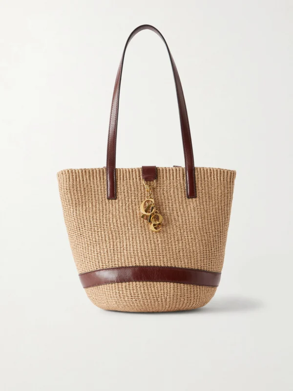 Chloé Leather-trimmed Raffia Tote Bag