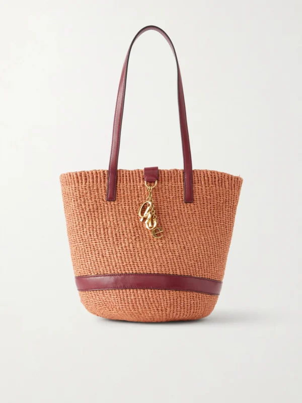 Chloé Leather-trimmed Raffia Tote Bag