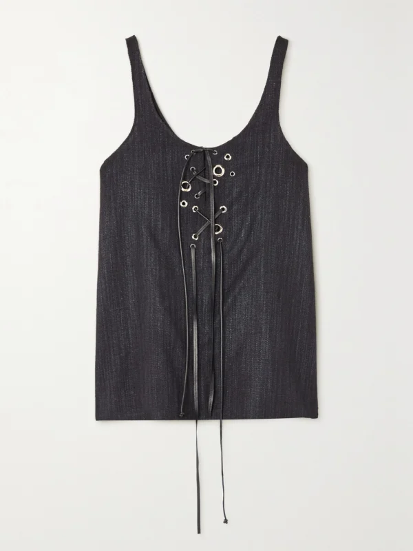 Chloé Leather-trimmed Silk-blend Canvas Tank