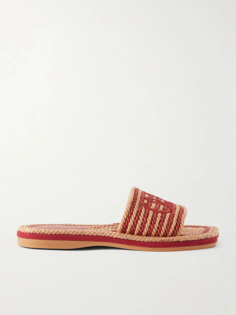 Chloé Logo-embroidered Striped Cord Slides in brown