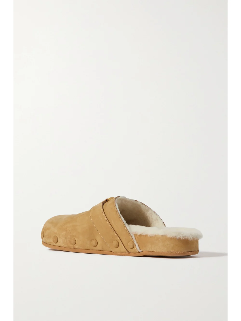 Back view of the Chloé Marcie Embellished Shearling-lined Nubuck Slippers