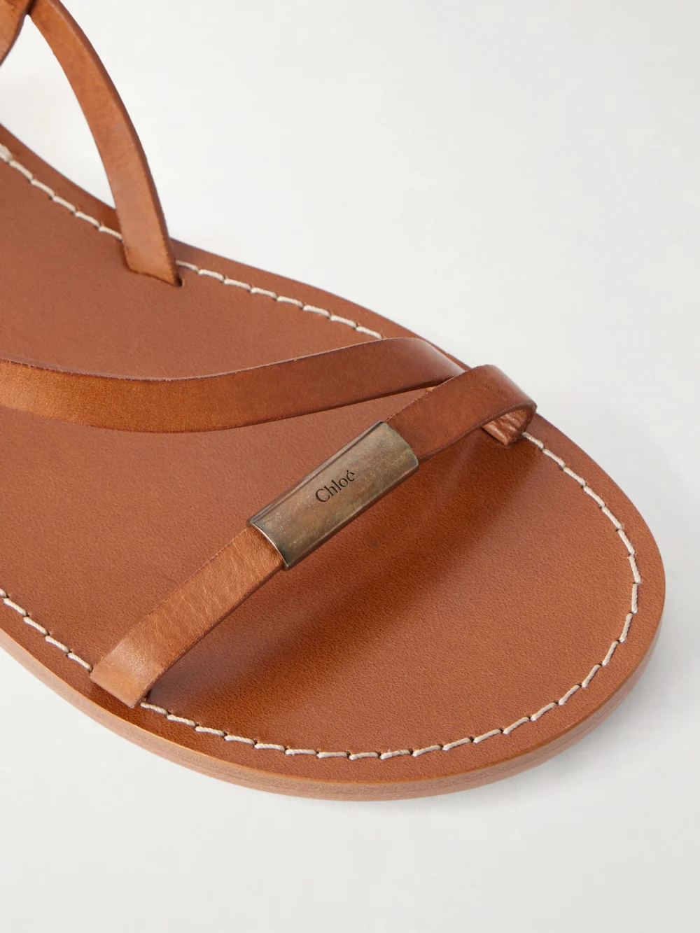 Close-up detail of the Chloé Matilda Leather Sandals