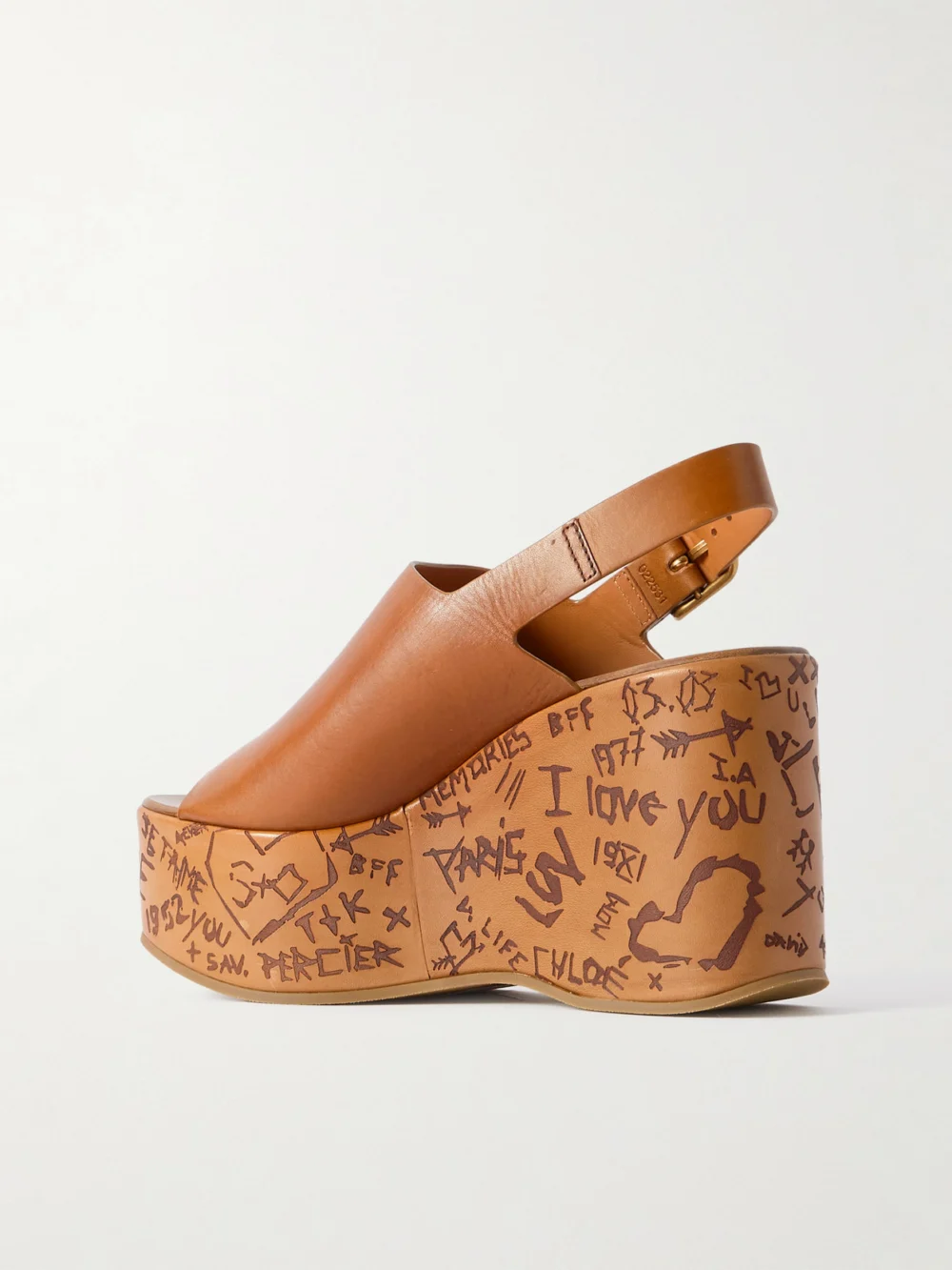 Back view of the Chloé Maxime Leather Platform Wedge Sandals