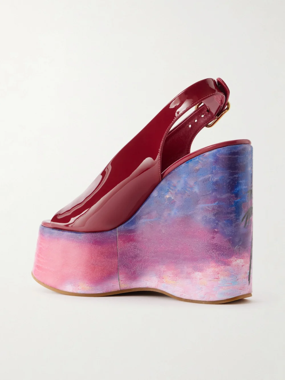 Back view of the Chloé Maxime Patent-leather Platform Slingback Sandals