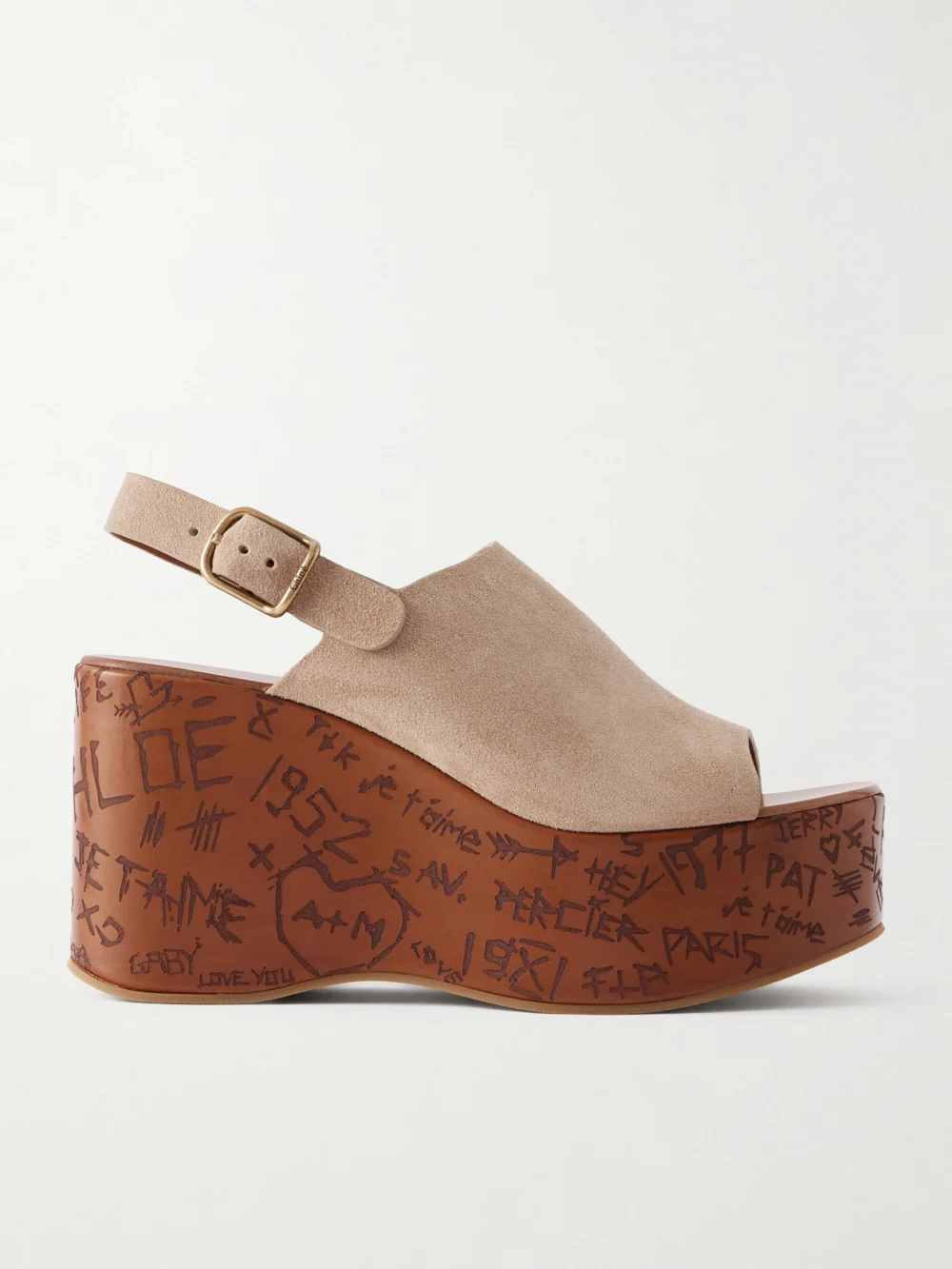 Chloé Maxime Suede Platform Wedge Sandals in it38