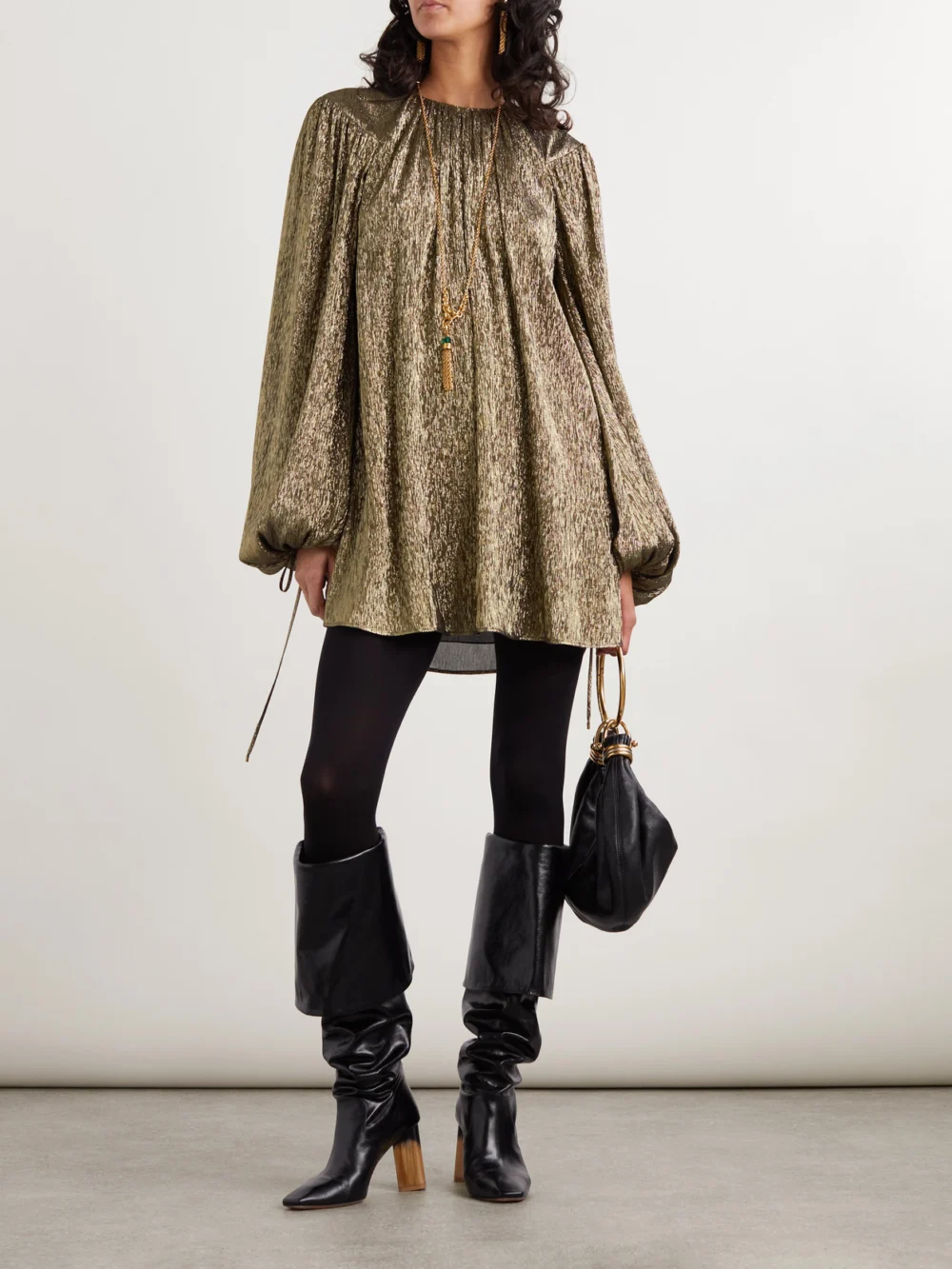 Chloé Metallic Silk-blend Mini Dress, worn by a model