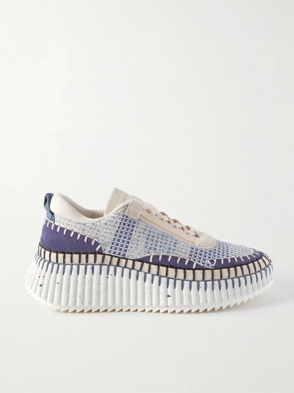 Chloé Nama Embroidered Suede and Recycled-mesh Sneakers in blue