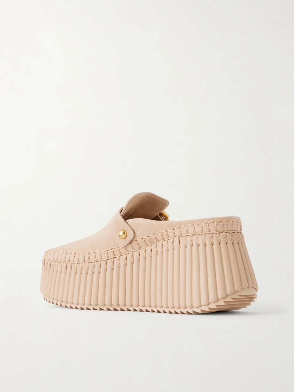 Back view of the Chloé Nama Suede Platform Mules