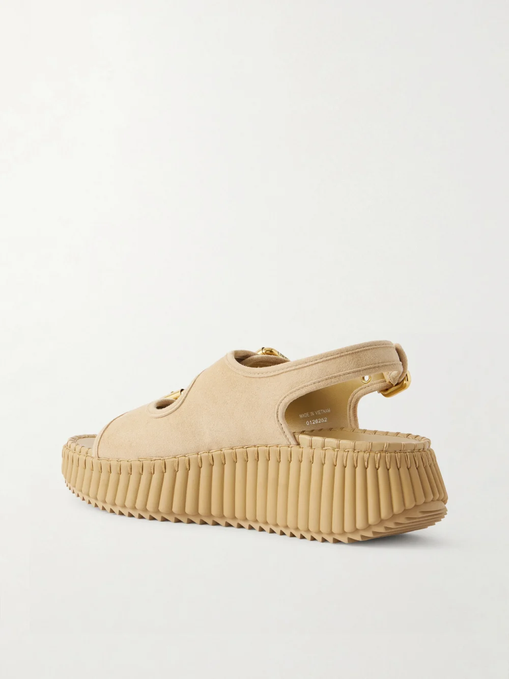 Back view of the Chloé Nama Suede Platform Sandals