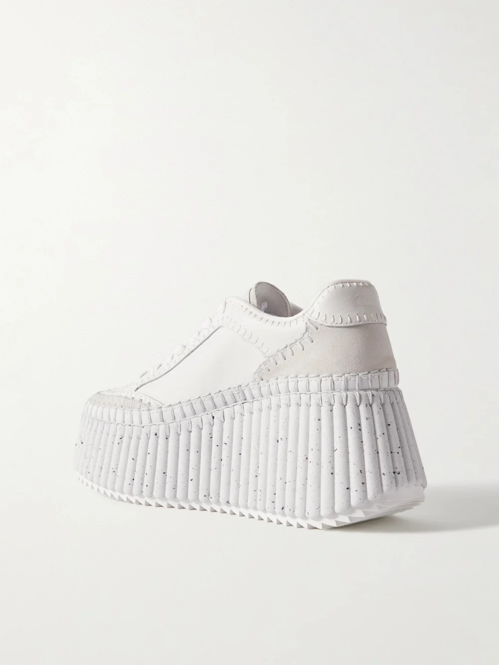 Back view of the Chloé Nama Suede-trimmed Leather Platform Sneakers