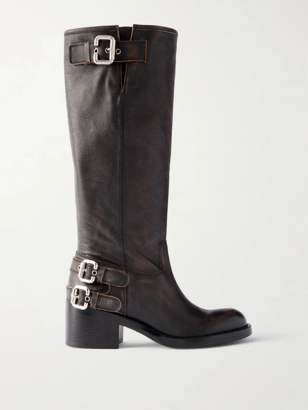 Chloé New Bikers Buckled Textured-leather Boots in black