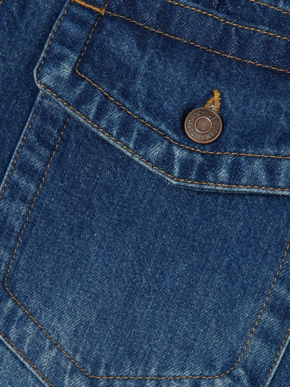 Close-up detail of the Chloé Organic Denim Midi Skirt