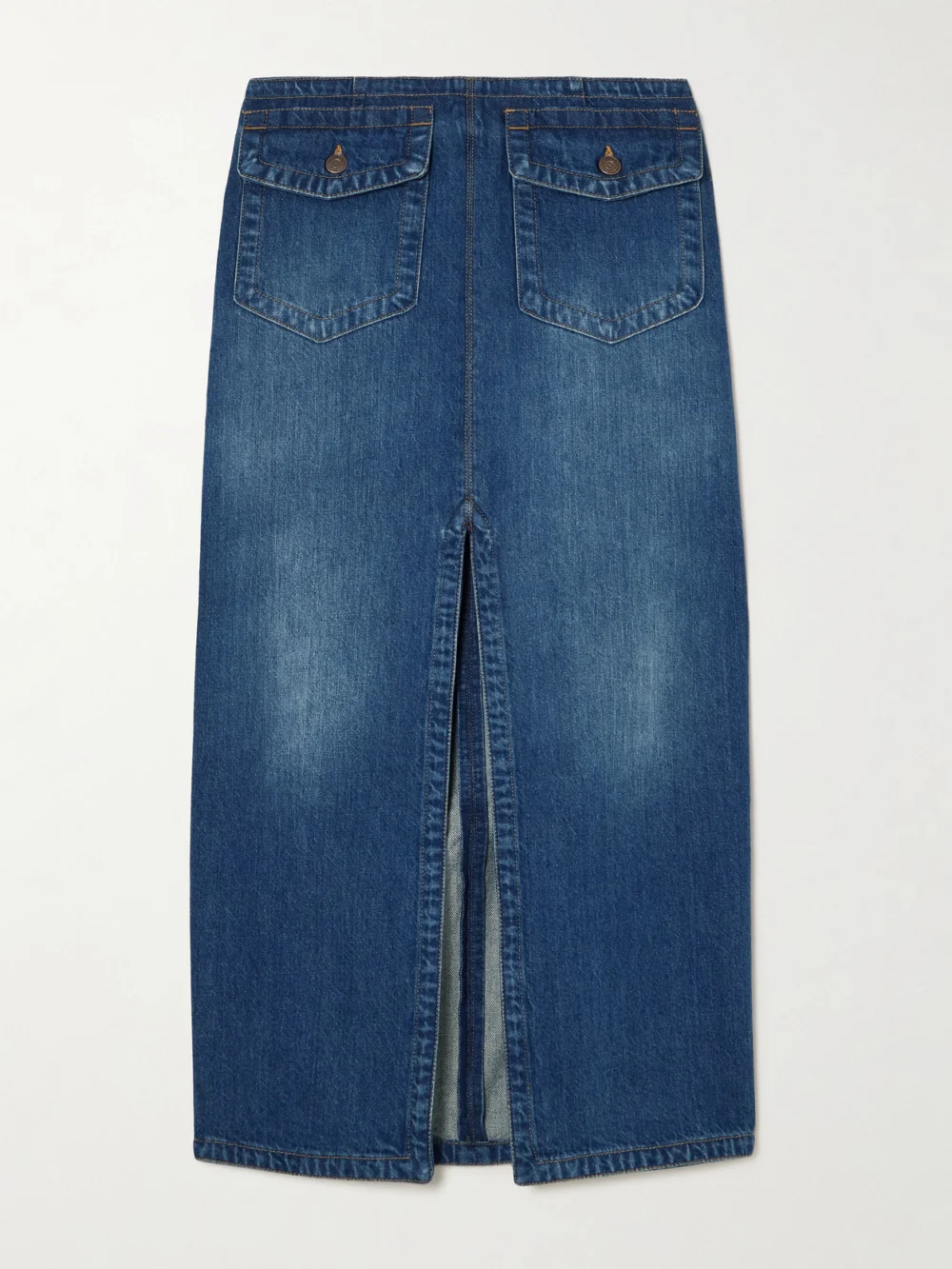 Chloé Organic Denim Midi Skirt in dark denim