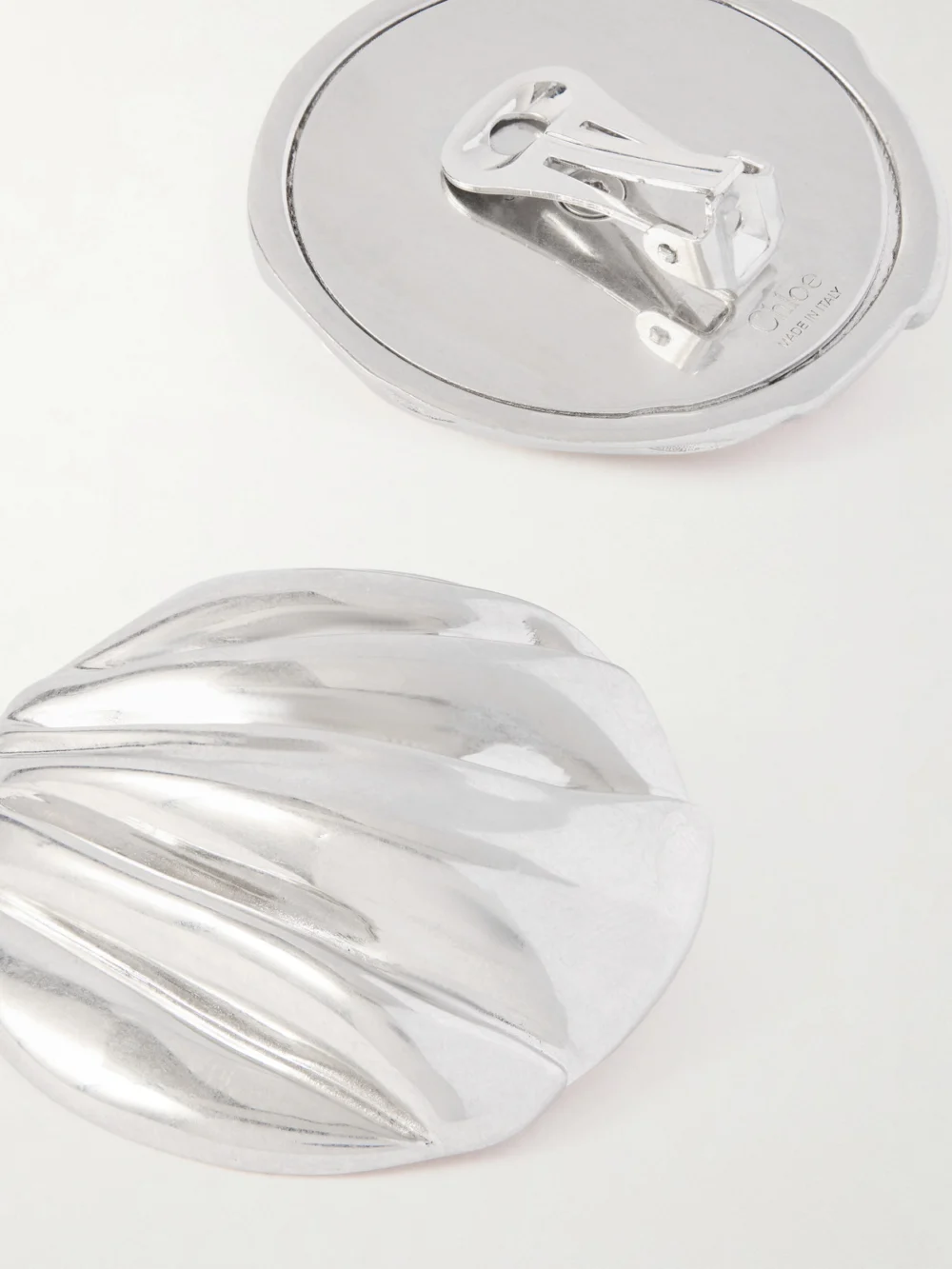Back view of the Chloé Oversized Silver-tone Clip Earrings