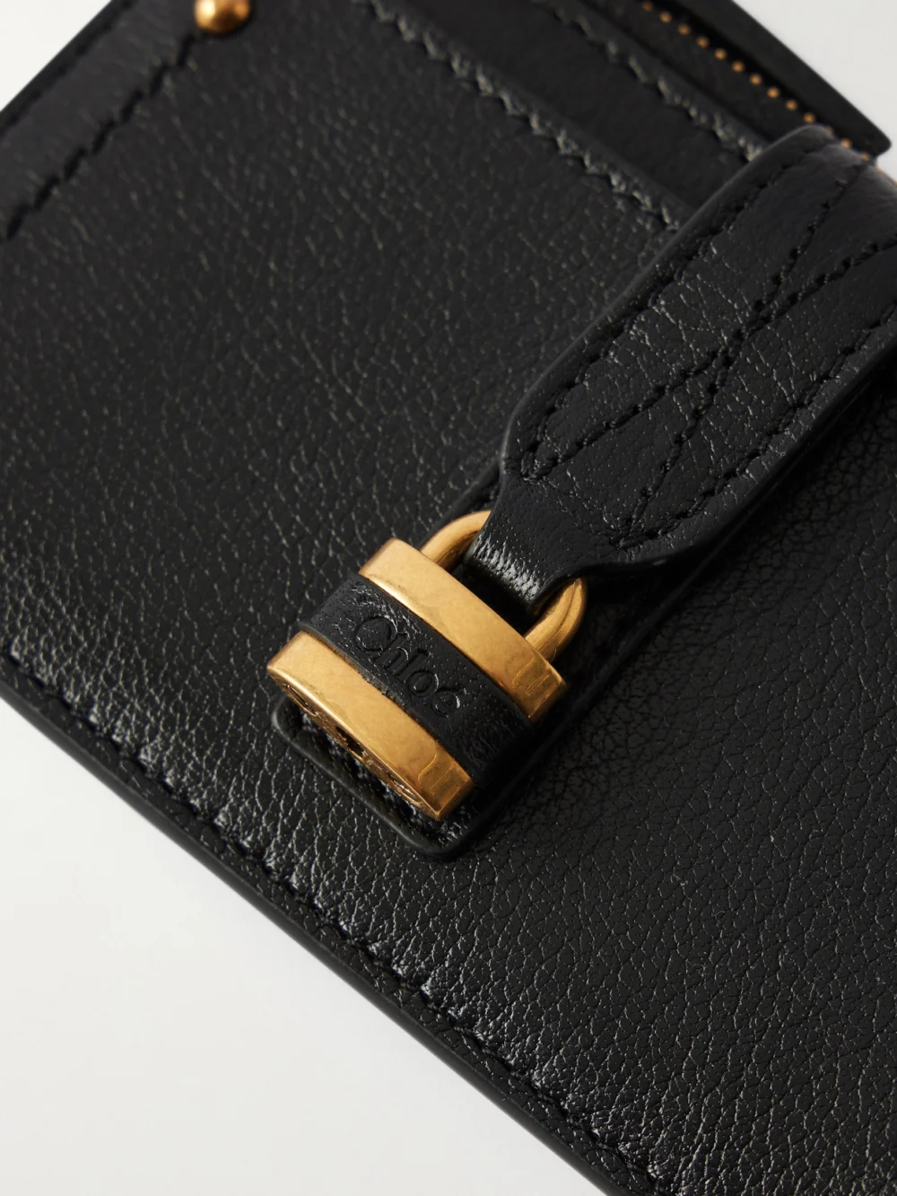 Close-up detail of the Chloé Paddington Embellished Leather Cardholder