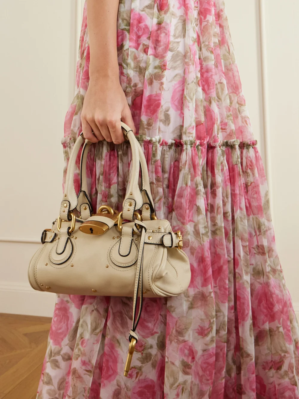 Chloé Paddington Embellished Leather Top-handle Bag, styled view