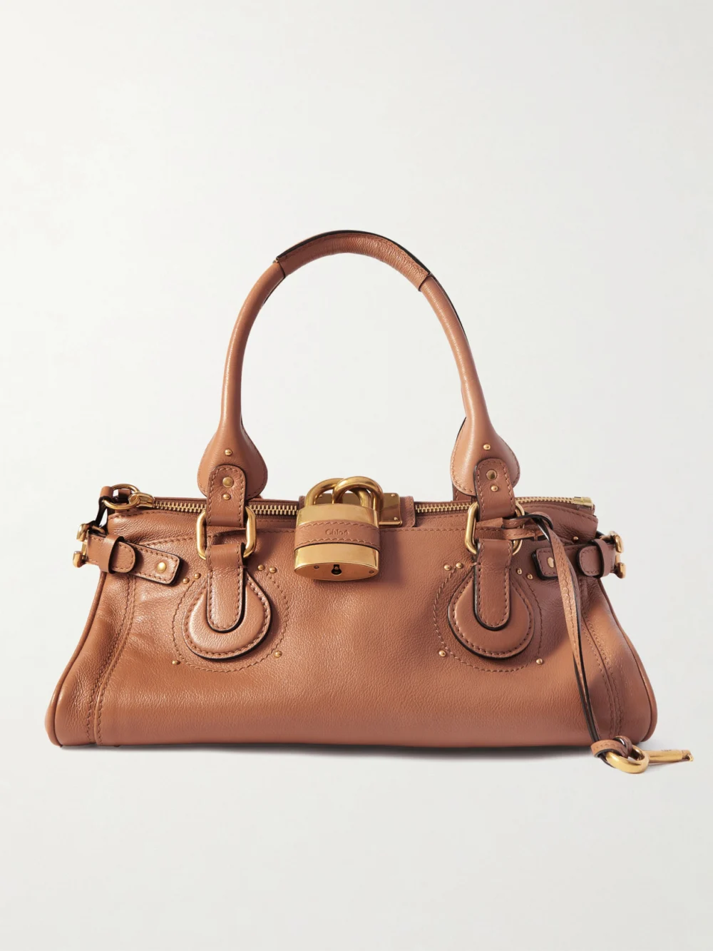 Chloé Paddington Embellished Leather Tote in tan