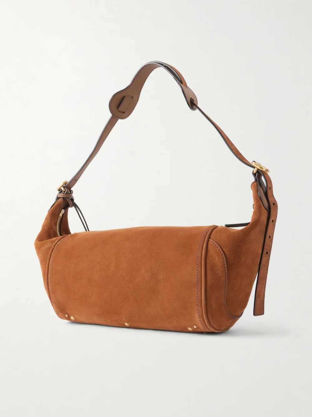 Back view of the Chloé Paddington Embellished Leather-trimmed Suede Shoulder Bag