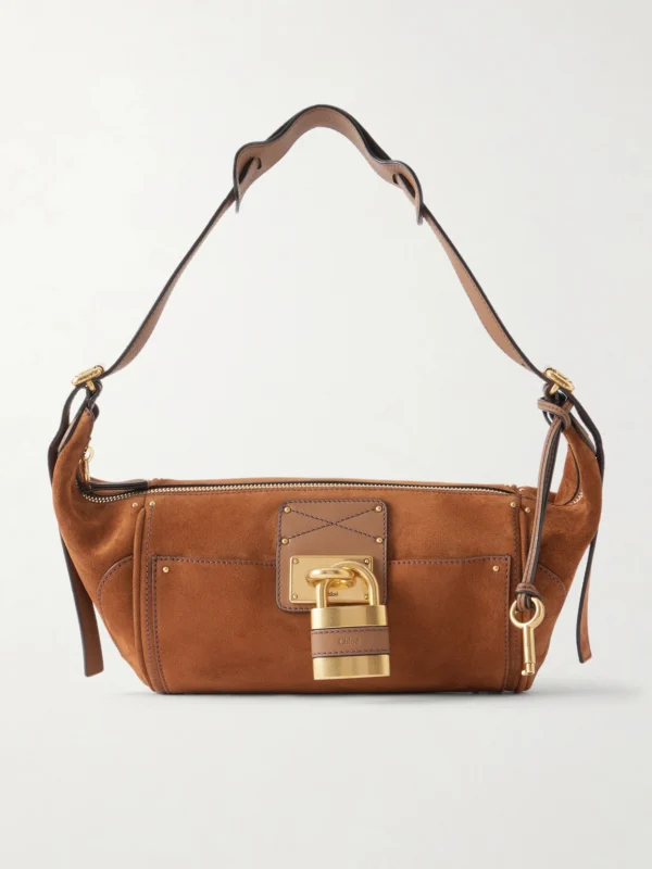 Chloé Paddington Embellished Leather-trimmed Suede Shoulder Bag