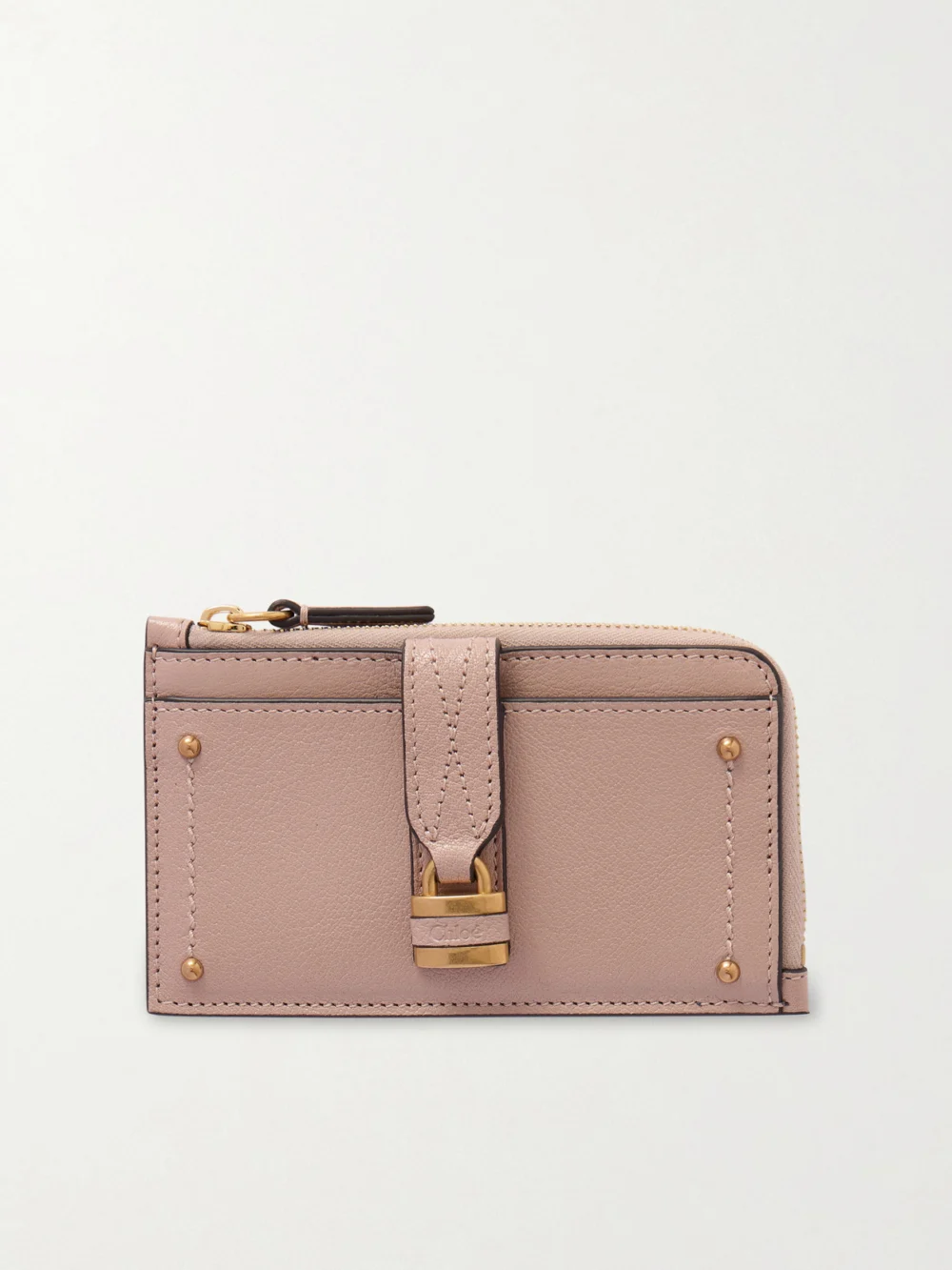 Chloé Paddington Embellished Textured-leather Cardholder in beige
