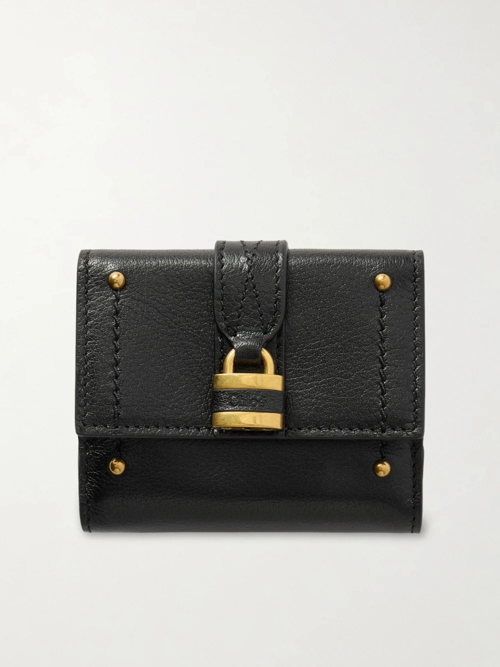 Chloé Paddington Embellished Textured-leather Cardholder in black