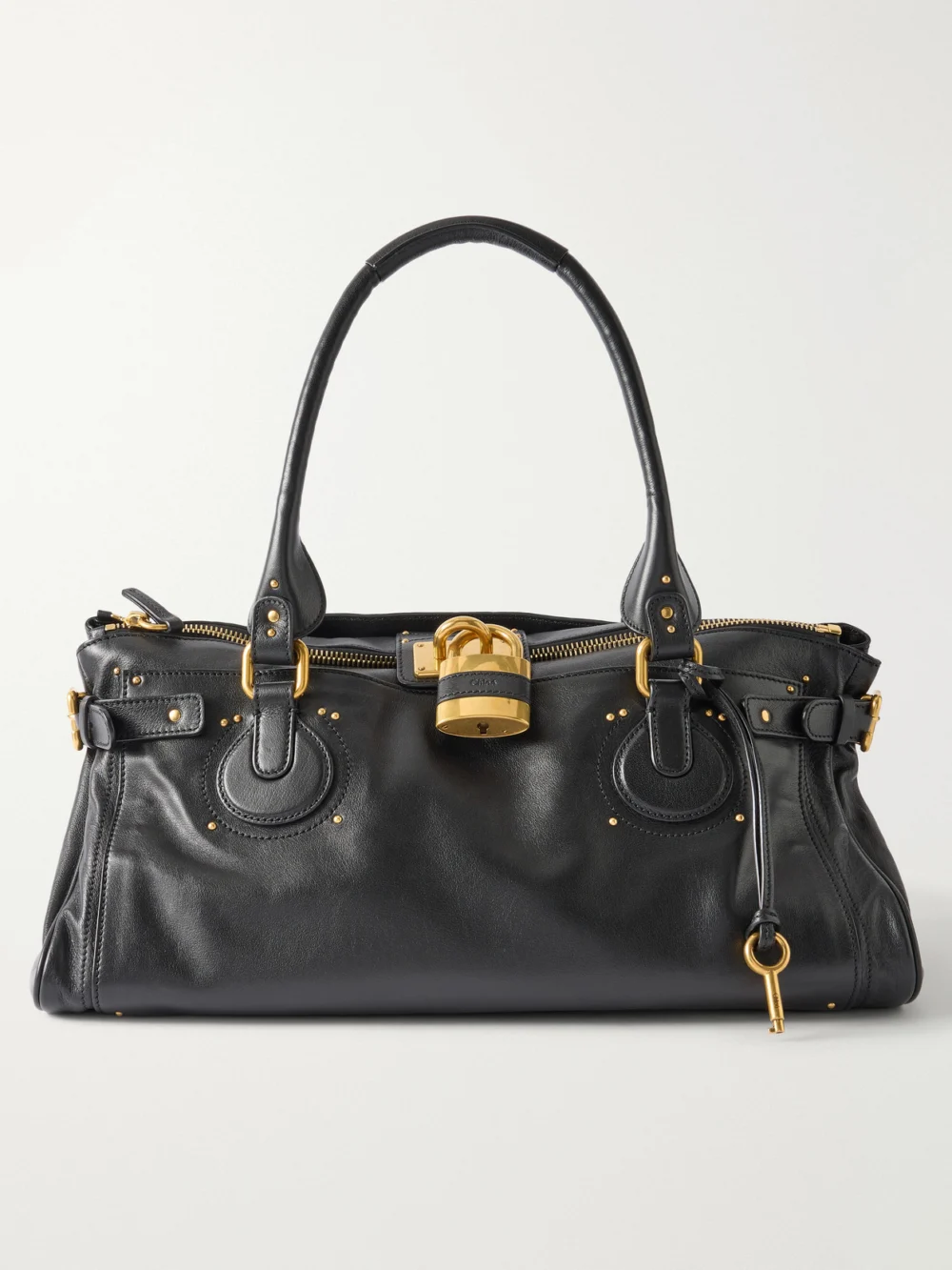 Chloé Paddington Large Locket-detail Leather Bag in black