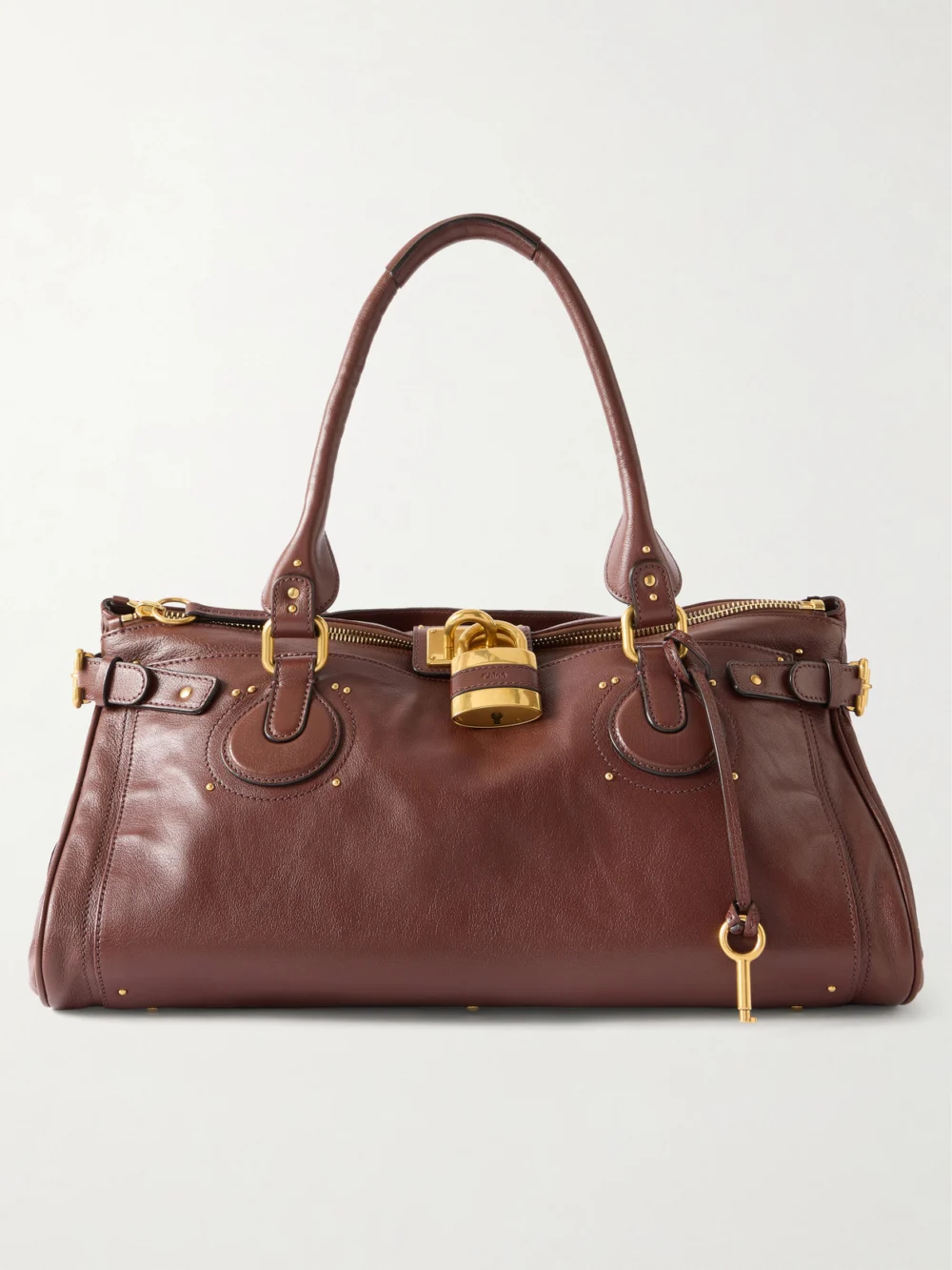 Chloé Paddington Large Locket-detail Leather Bag in brown