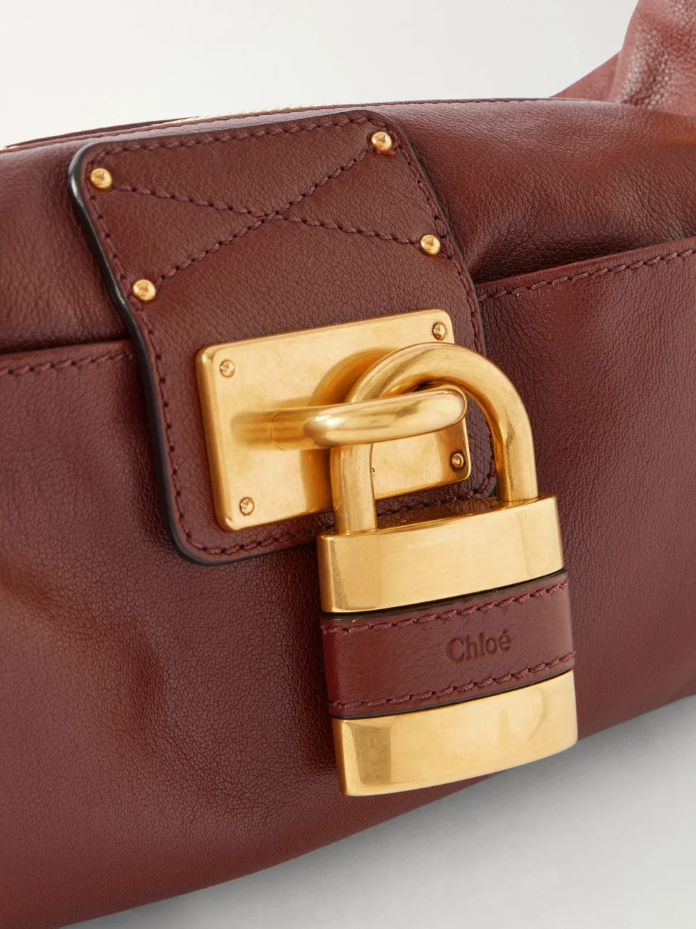 Close-up detail of the Chloé Paddington Leather Shoulder Bag