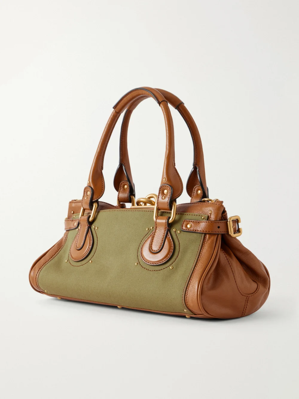 Back view of the Chloé Paddington Leather-trimmed Canvas Shoulder Bag