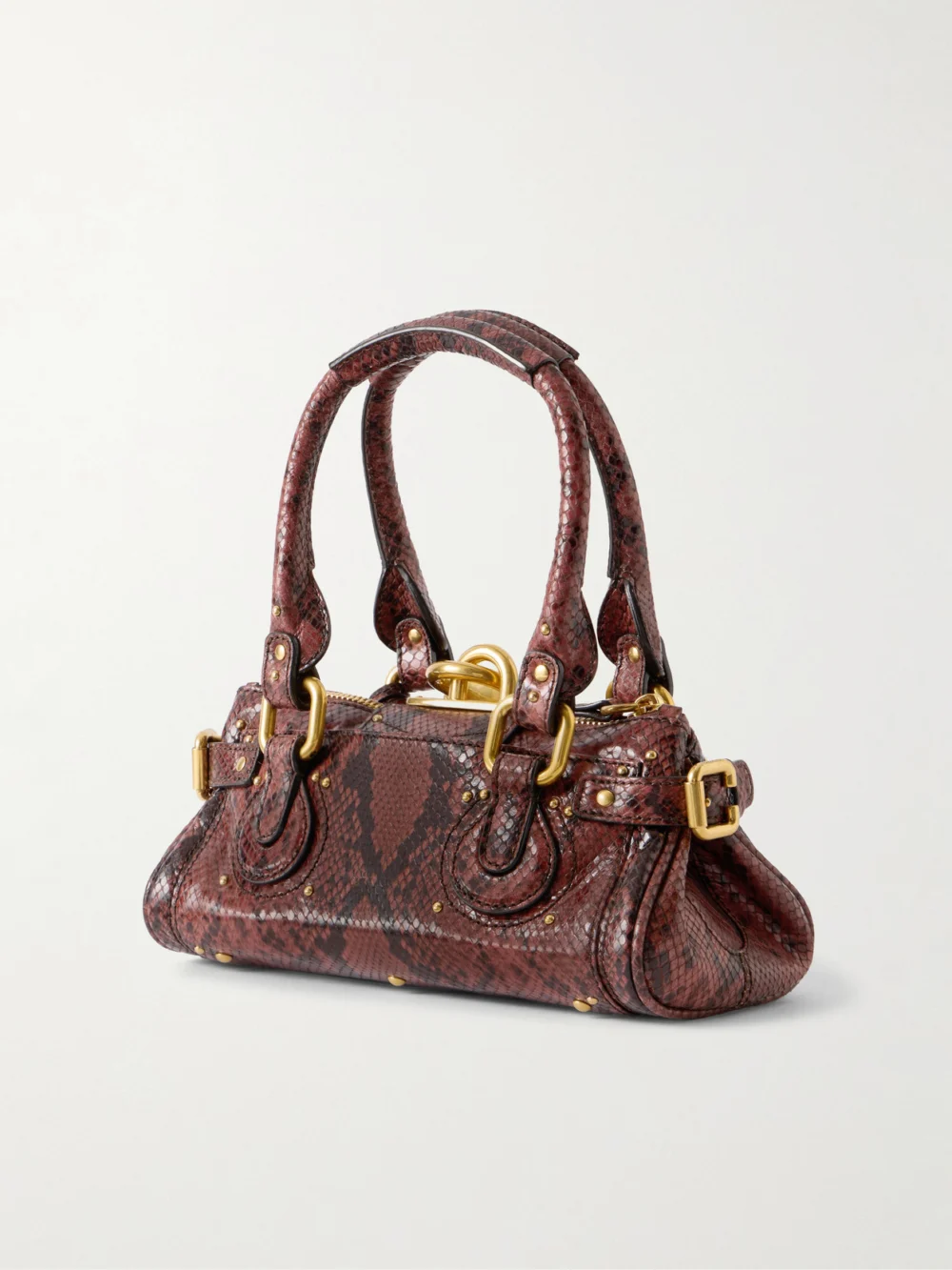 Back view of the Chloé Paddington Python-effect Locket-detail Shoulder Bag
