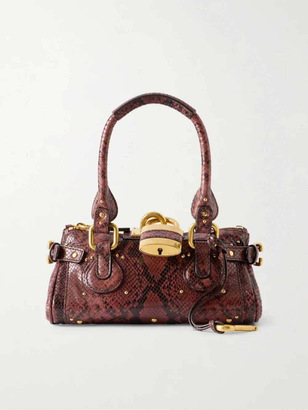 Chloé Paddington Python-effect Locket-detail Shoulder Bag in snake print