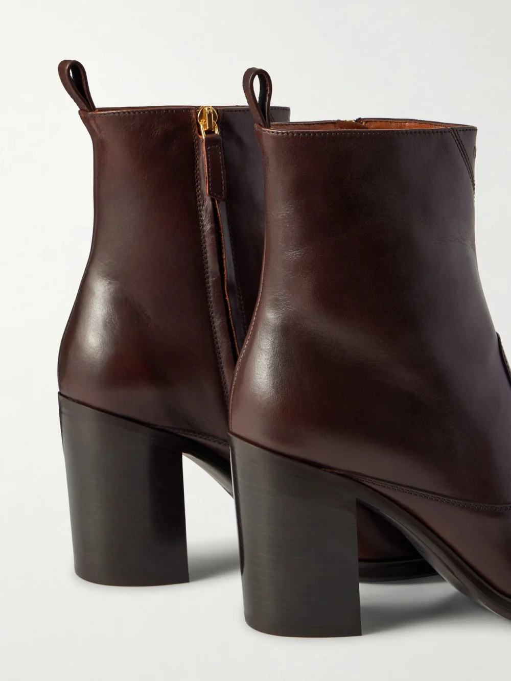 Close-up detail of the Chloé Phoenix Leather Ankle Boots