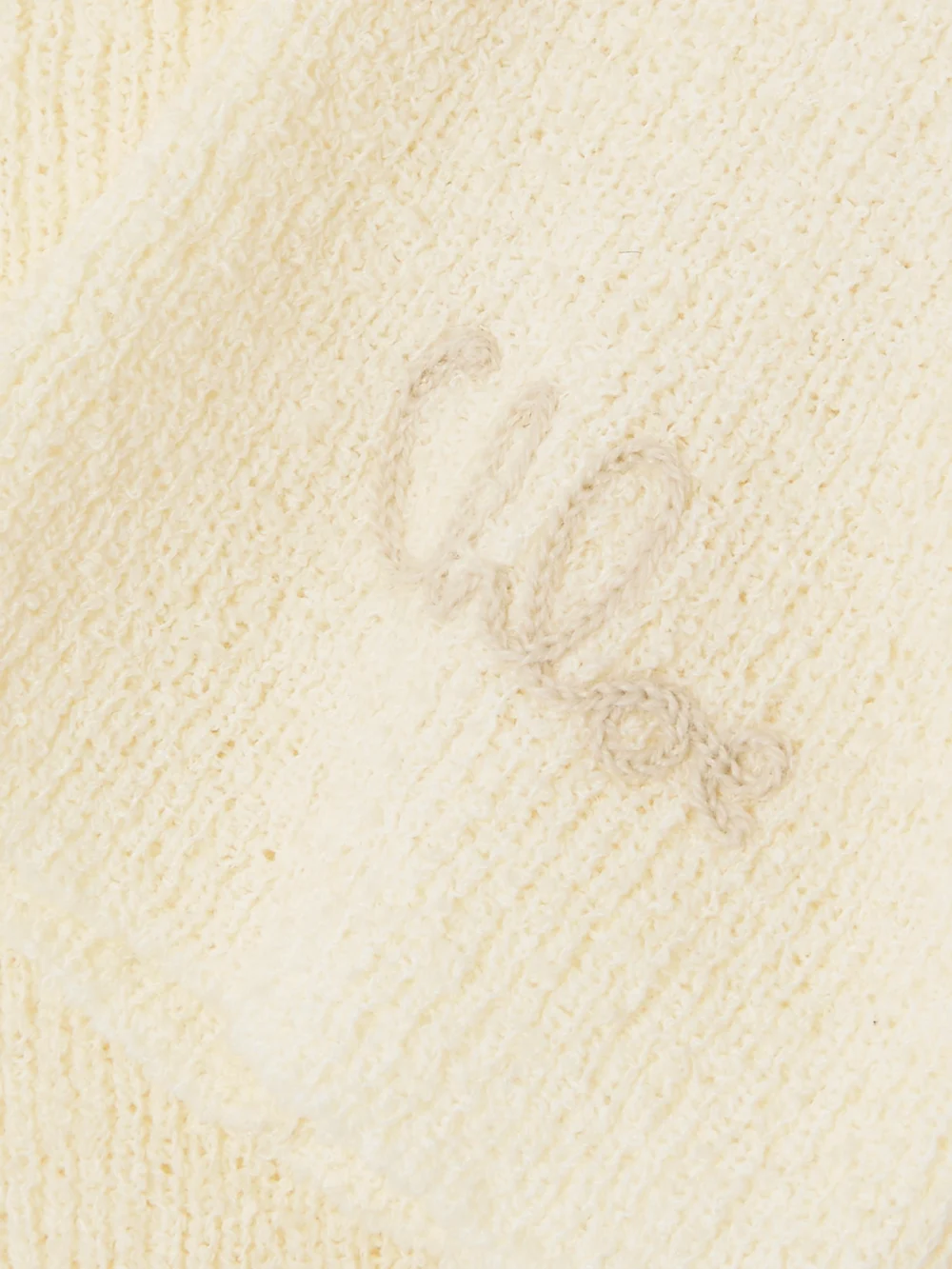 Close-up detail of the Chloé Picot-trimmed Ribbed Cotton-blend Bouclé T-shirt