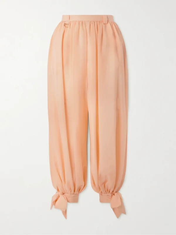 Chloé Pleated Silk-charmeuse Tapered Pants