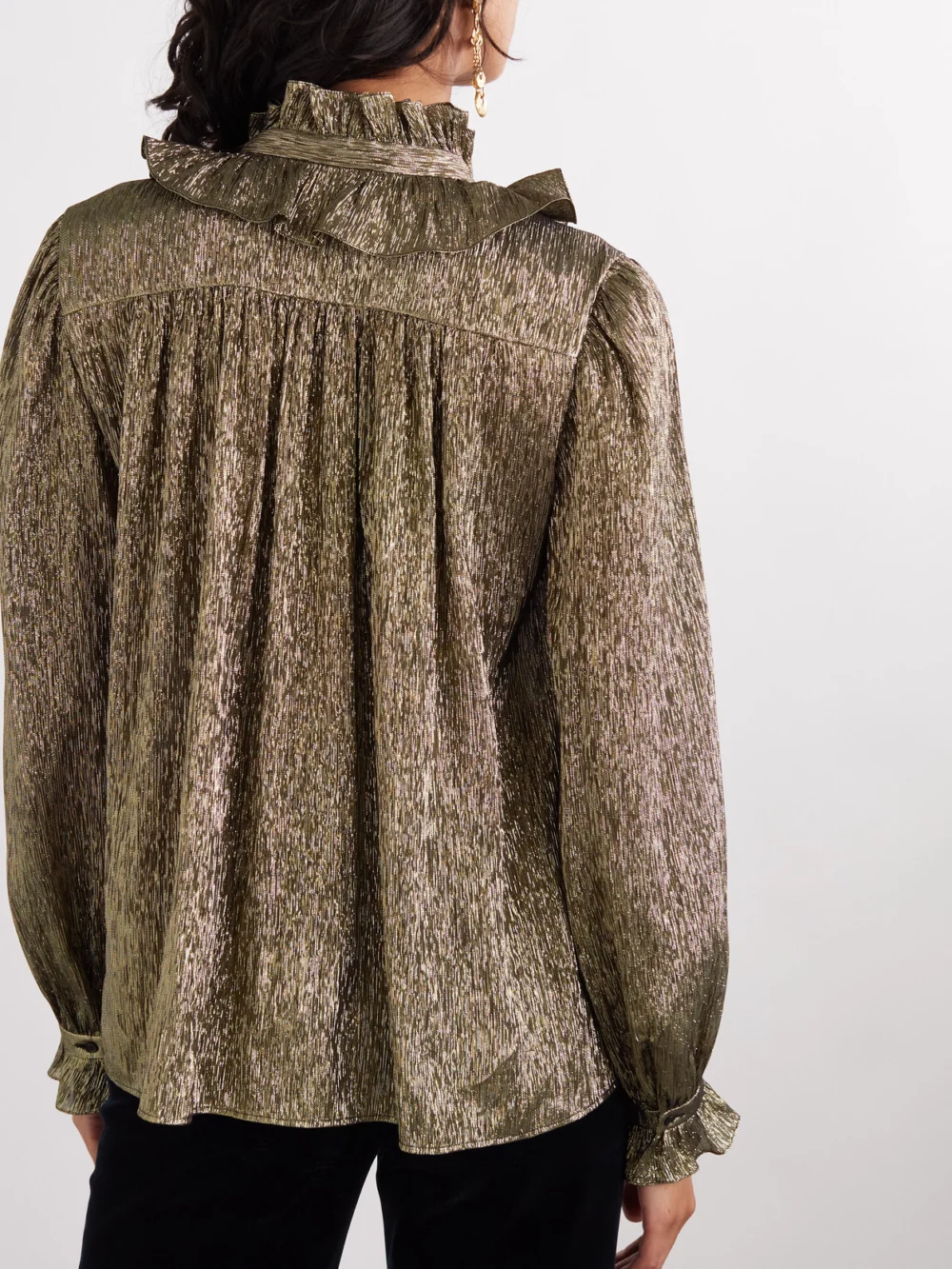 Back view of the Chloé Pussy-bow Metallic Chiffon Blouse