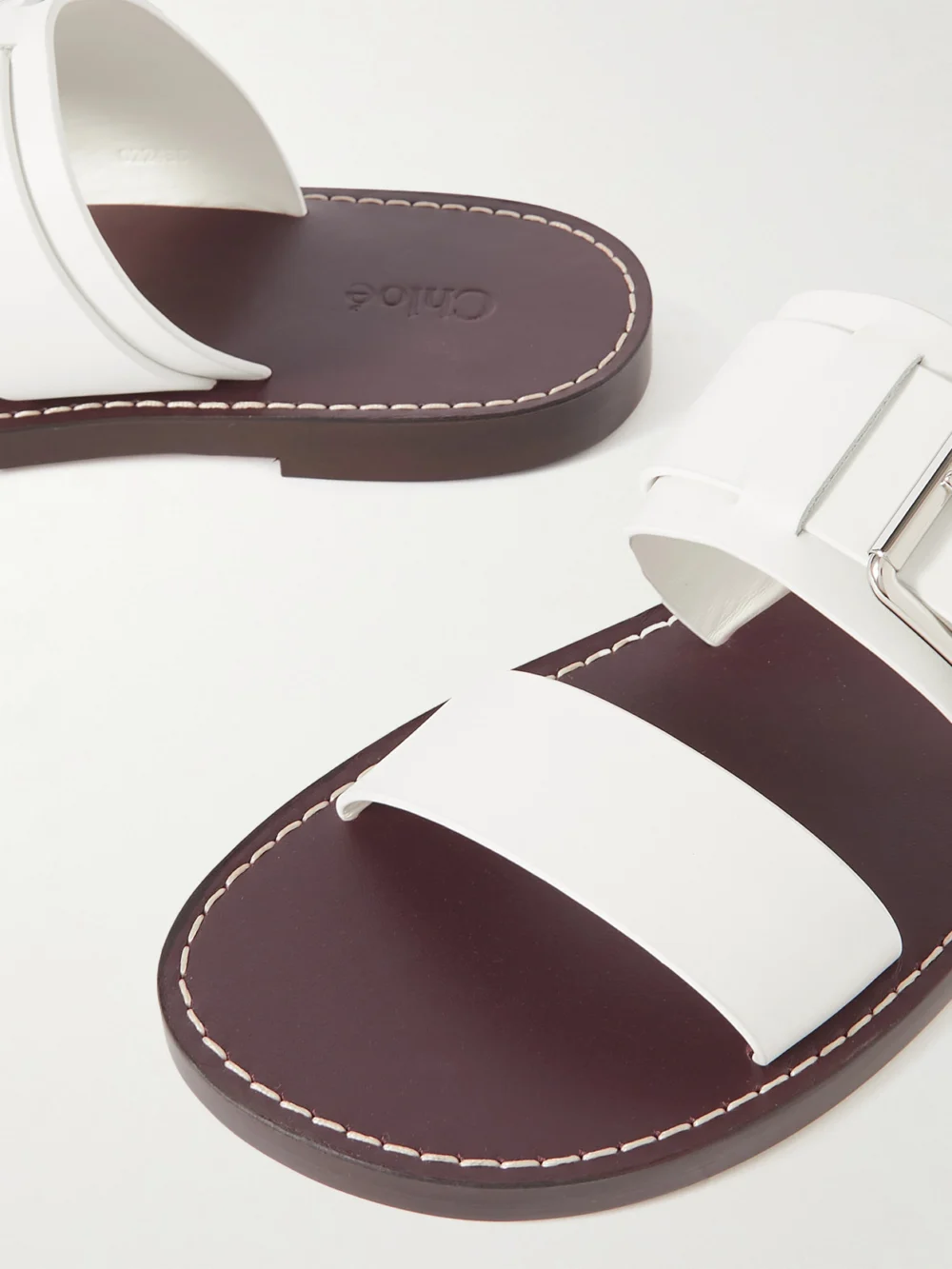 Close-up detail of the Chloé Rebecca Leather Slides