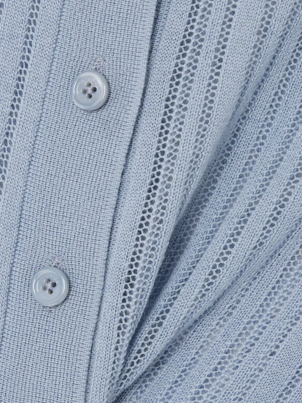Close-up detail of the Chloé Ribbed Open-knit Wool Polo Shirt